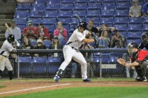 Tebow begins his swing against Erie on May 14th.